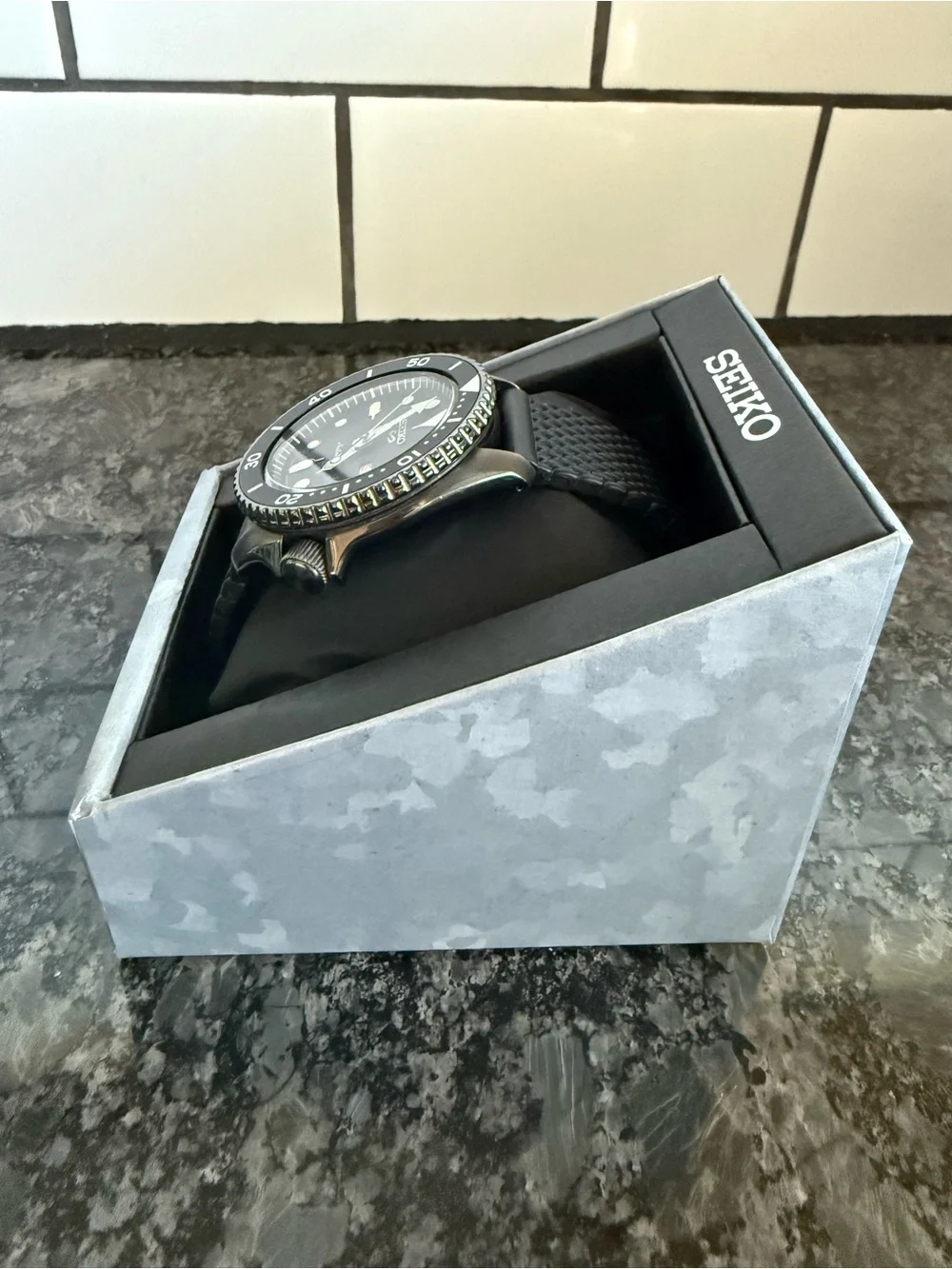 Seiko 5 Sports Automatic SRPE23 Black Dial Black With Papers, Box And Card