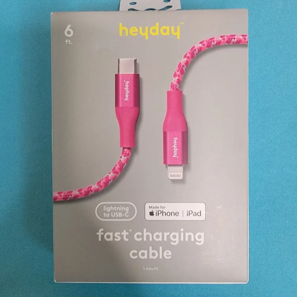 NEW Heyday 6' USB-C Fast Charging Cable Hot Pink