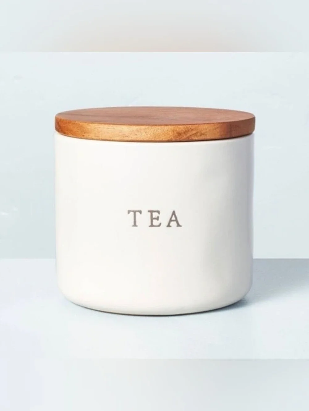Hearth & Hand Magnolia 16oz Stoneware Tea Canister with Wood Lid Cream/Brown