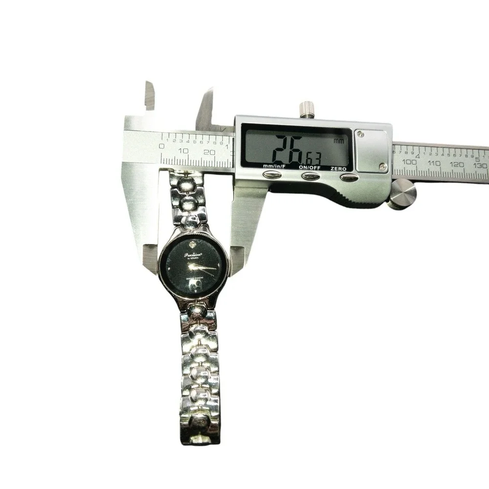 Gruen Precision‎ Genuine Diamond Womens 27MM Watch Black & Steel