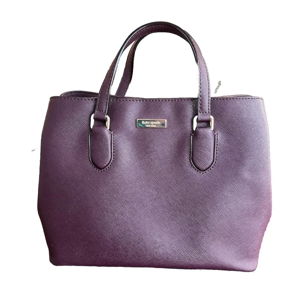 Kate Spade Evangelie Laurel Way Satchel Crossbody Mahogany‎ Burgundy Purple EUC