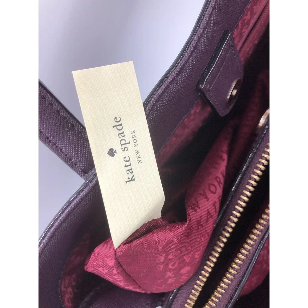 Kate Spade Evangelie Laurel Way Satchel Crossbody Mahogany‎ Burgundy Purple EUC