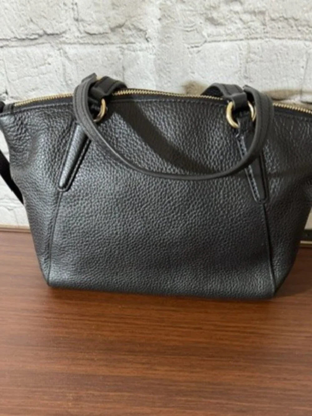 Coach Kelsey Satchel Black Pebbled Leather Gold Hardware NWOT Pristine Crossbody