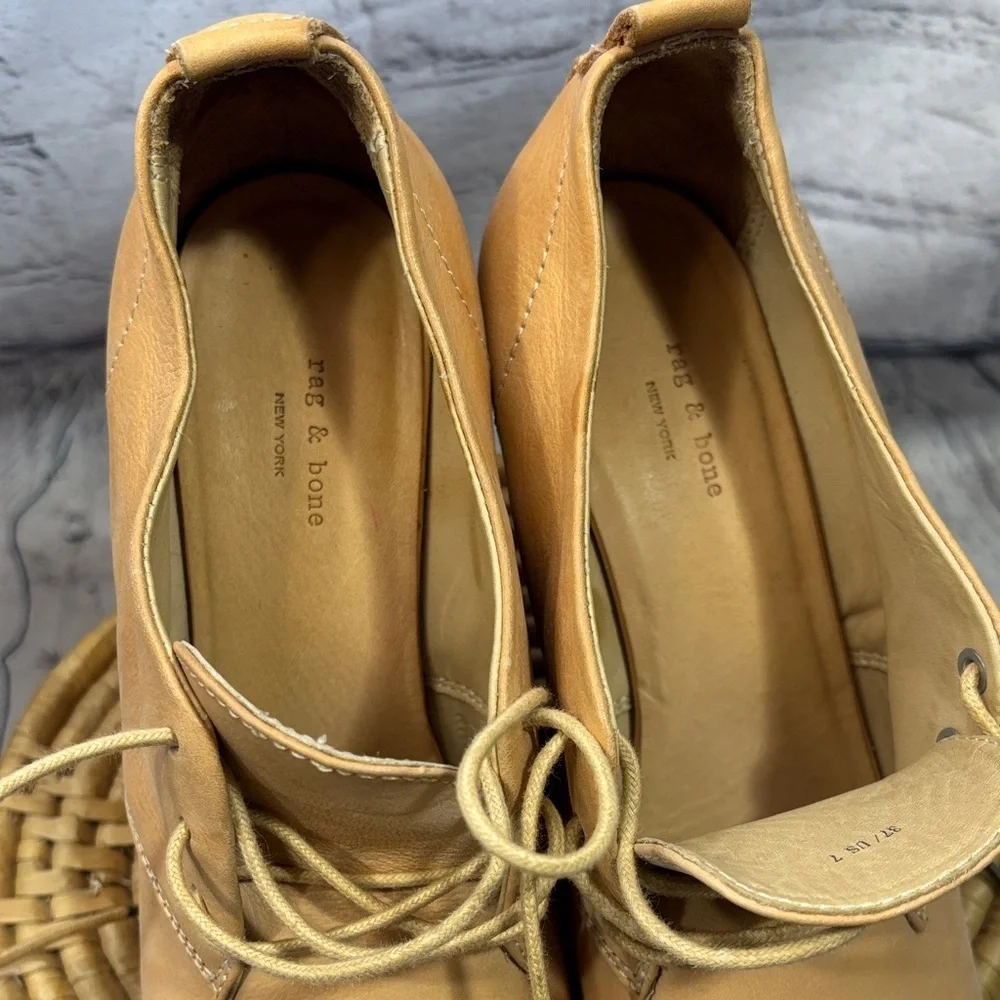 rag & bone Camel Lace-Up Wedge Sandals