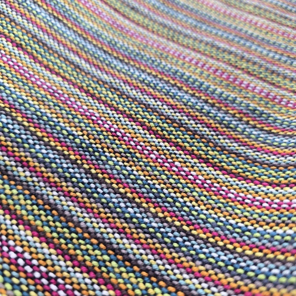 (×11) Crate & Barrel Placemats Mercado Woven Fringe Multicolor Striped Cotton
