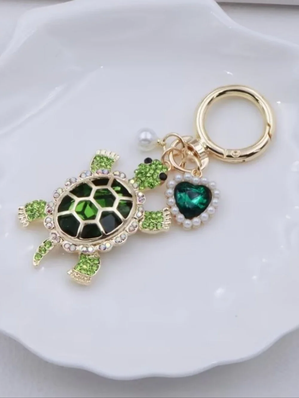 Green Turtle Stone Keychain/bag  Charm