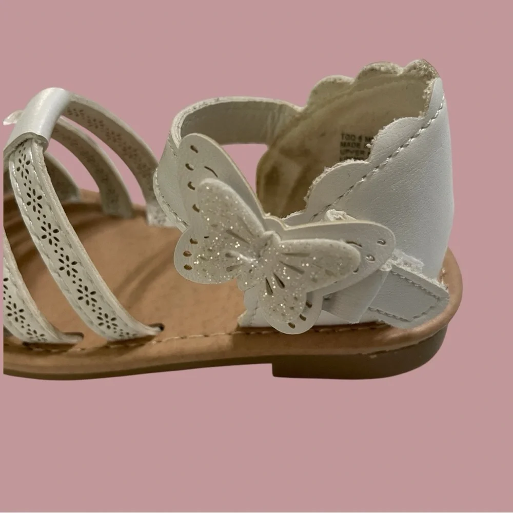 Jumping Beans sandals toddler girls 6 white fisherman style hook & loop closure