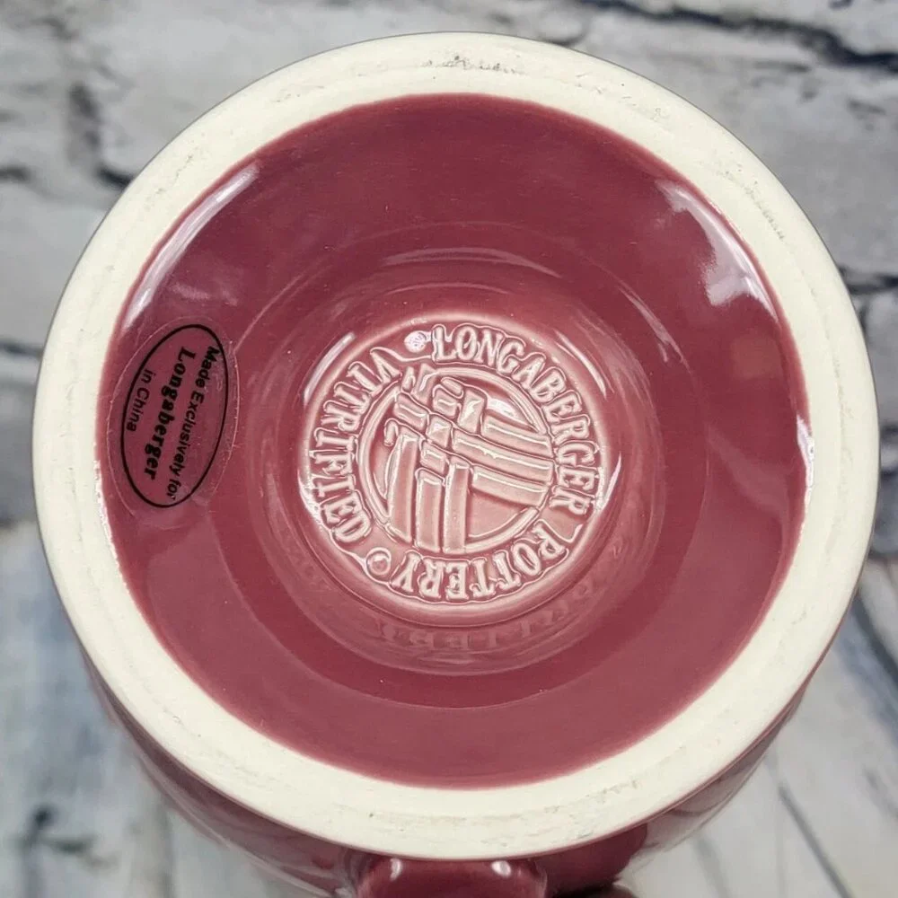 Longaberger Red Paprika Footed Mug Woven Traditions Cappuccino Latte Coffee Cup‎