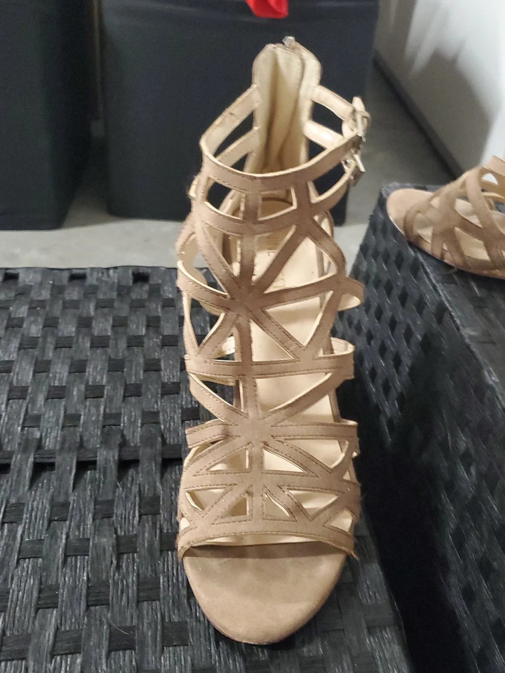 Wedge Strappy Sandal in Taupe - Women's Fashion Wedge