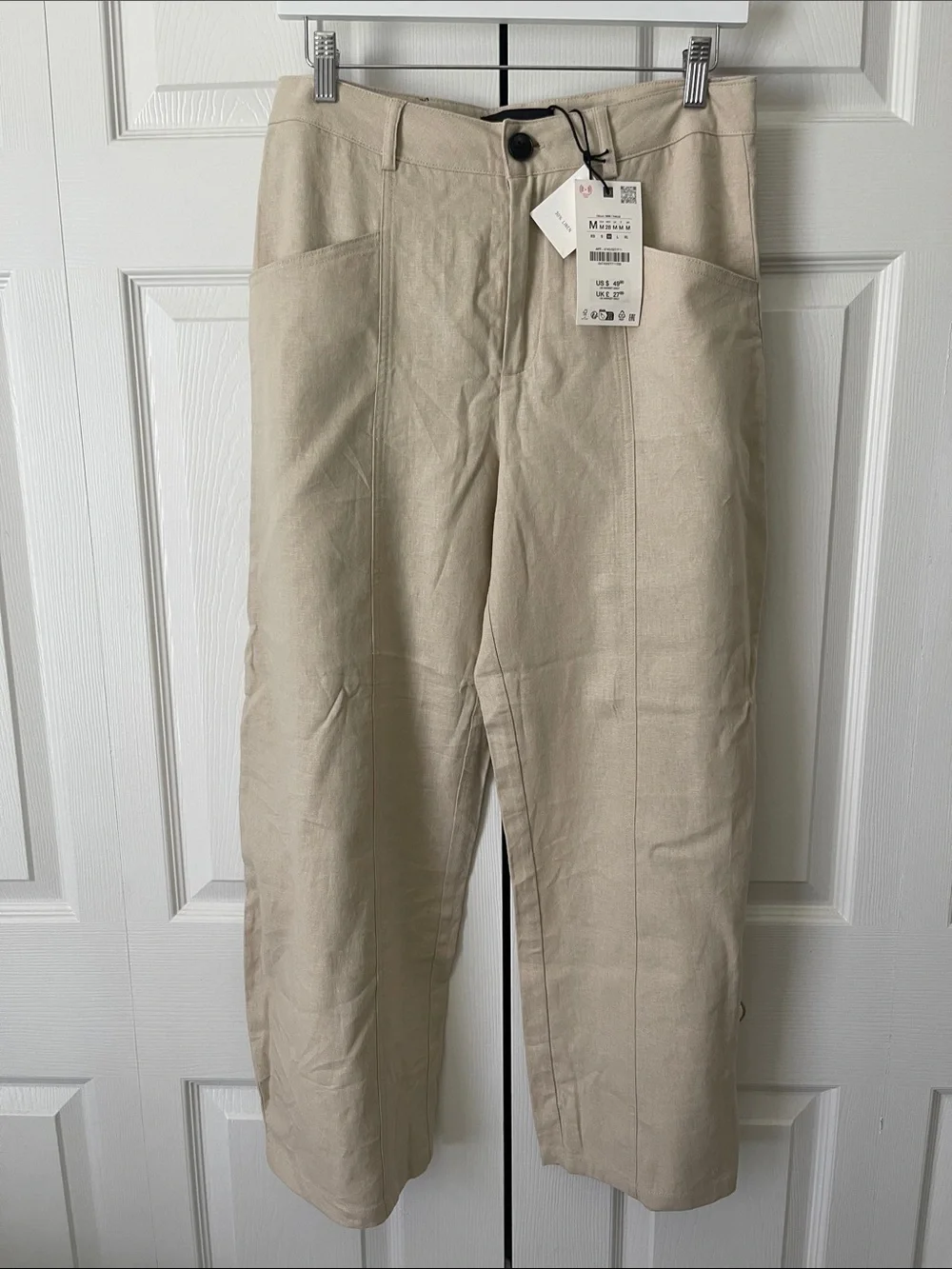 Zara Linen Blend Barrel Pants