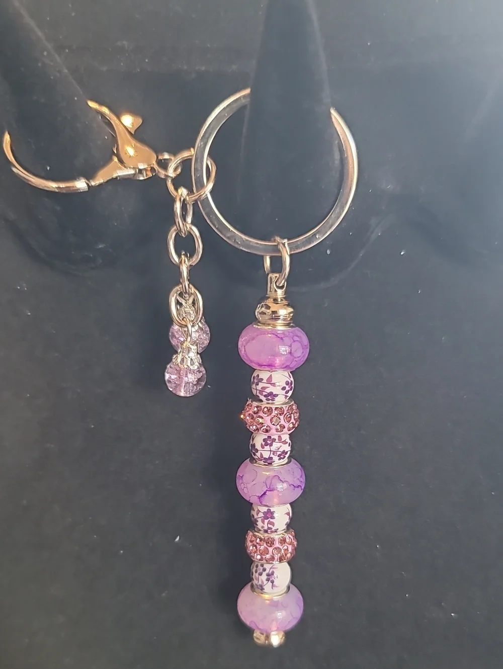 Purple Beaded Keyring Charm