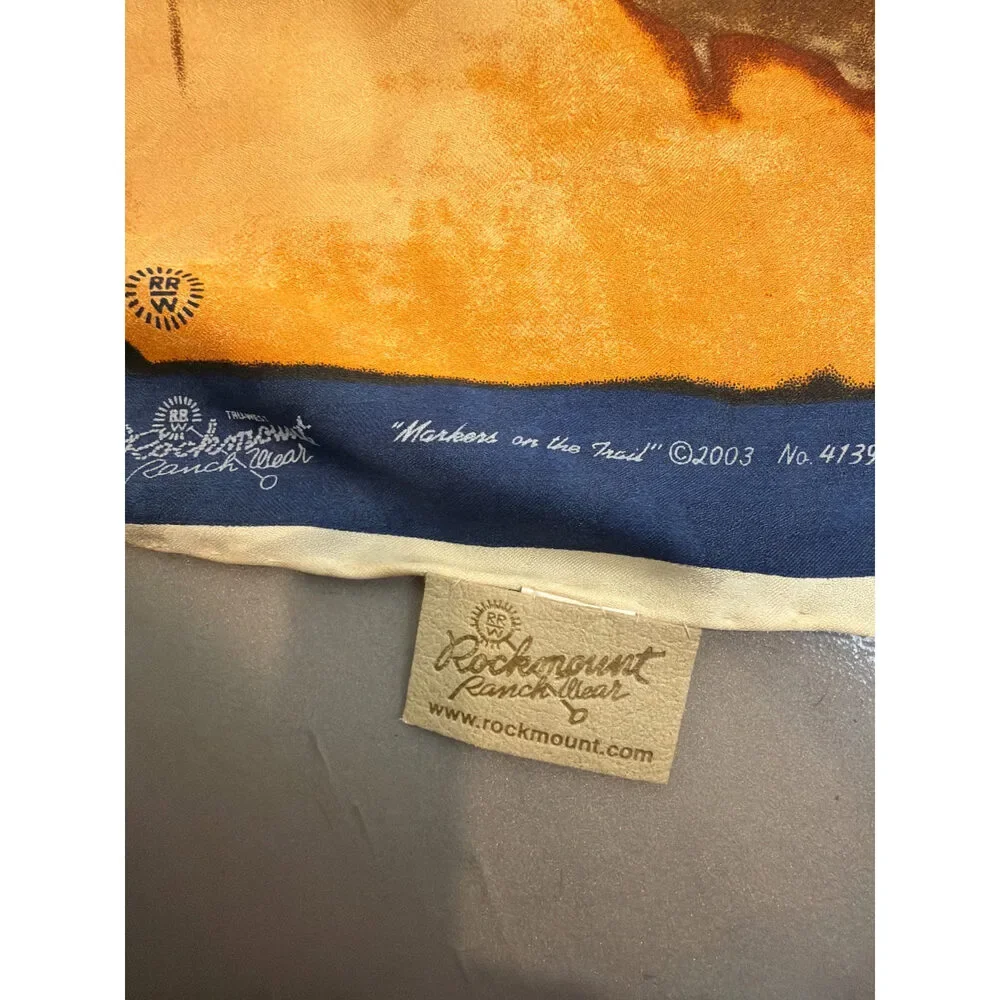 Vintage Rockmount Ranch Wear Silk Scarf Western Cowgirl Print Limited Edition