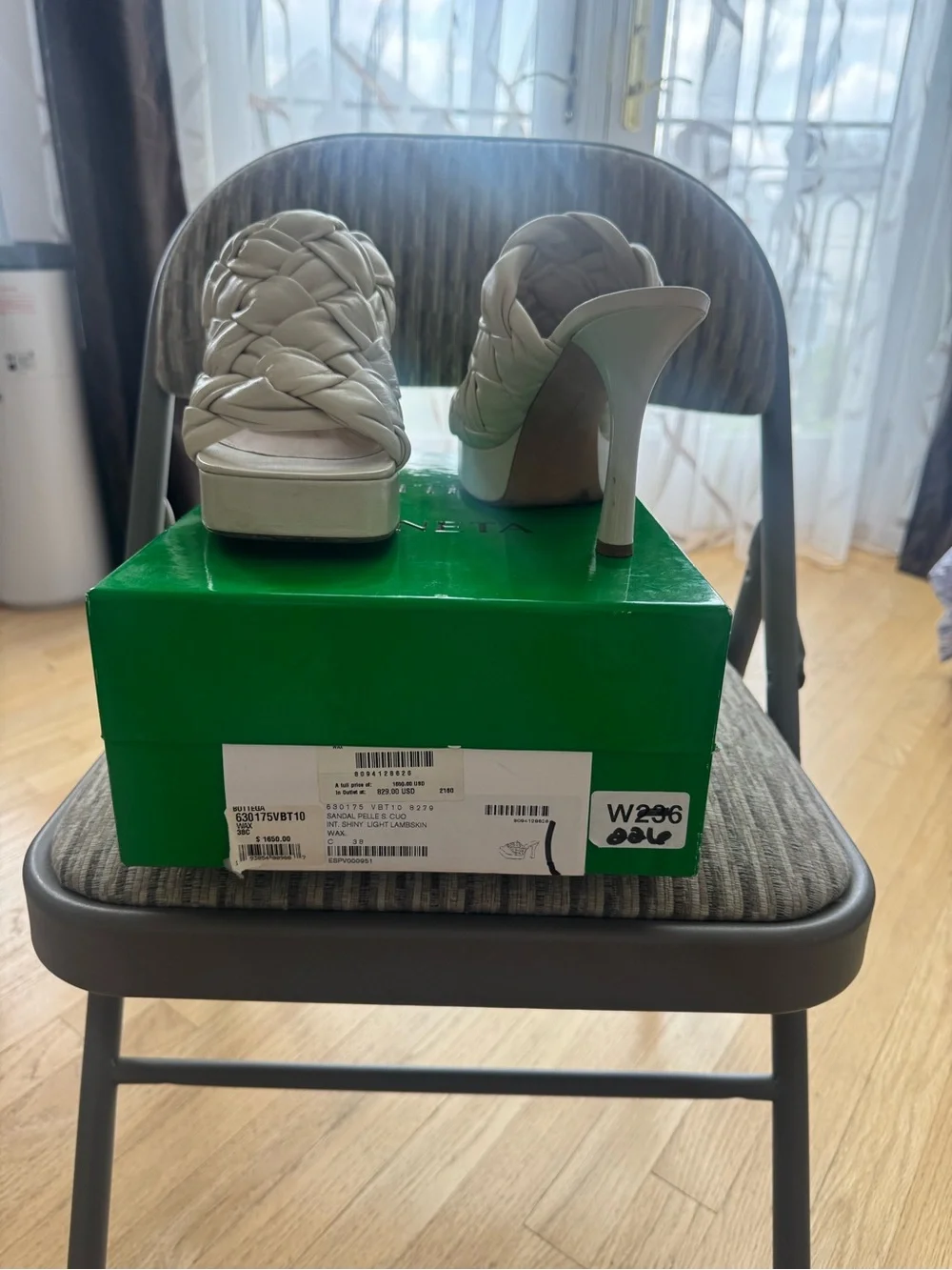 Bottega Veneta Cream Woven Platform Slide Sandals