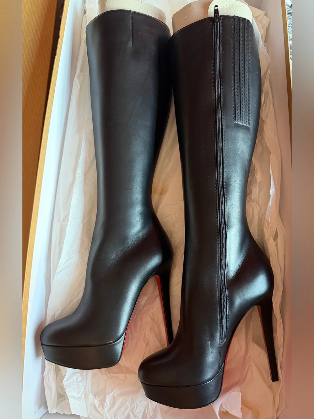 Christian Louboutin Black Leather 140 Over-the-Knee Platform Stiletto Boots