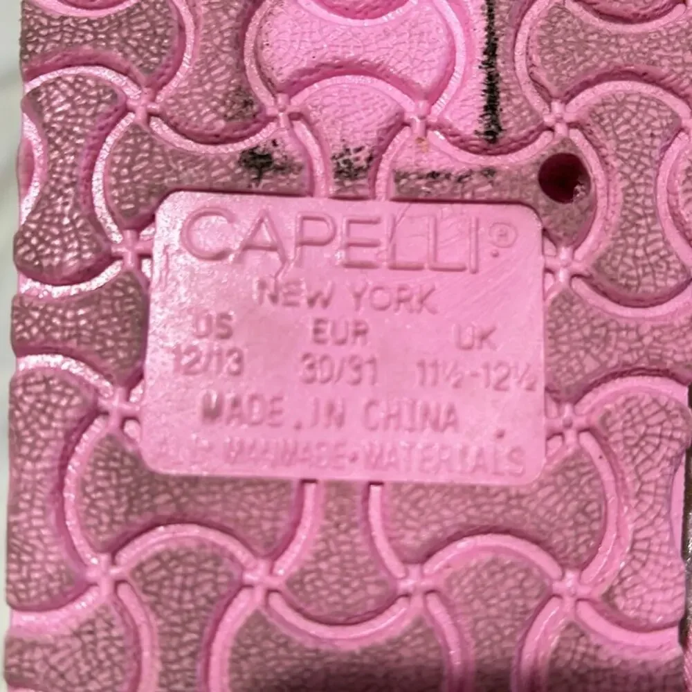 Capelli of New York 12/13!rainbow glitter pink birkenstock like slides euc