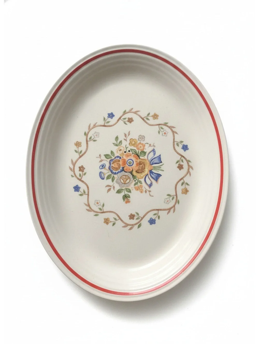 Universal-Cambridge Upico Ivory Oval Serving Platter with Floral Design