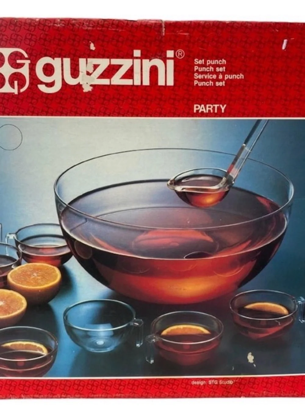 Guzzini Acrylic punch Bowl with Ladle and 8 Nesting Measuring Cups