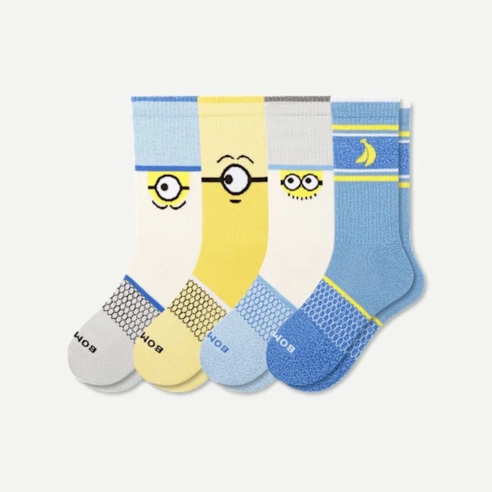 BOMBAS MINIONS 4 PACK CALF CREW SOCKS M UNISEX