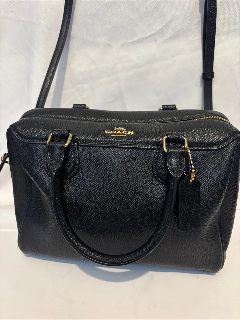 Coach Black mini  bag  Leather Dome Satchel with Gold Hardware