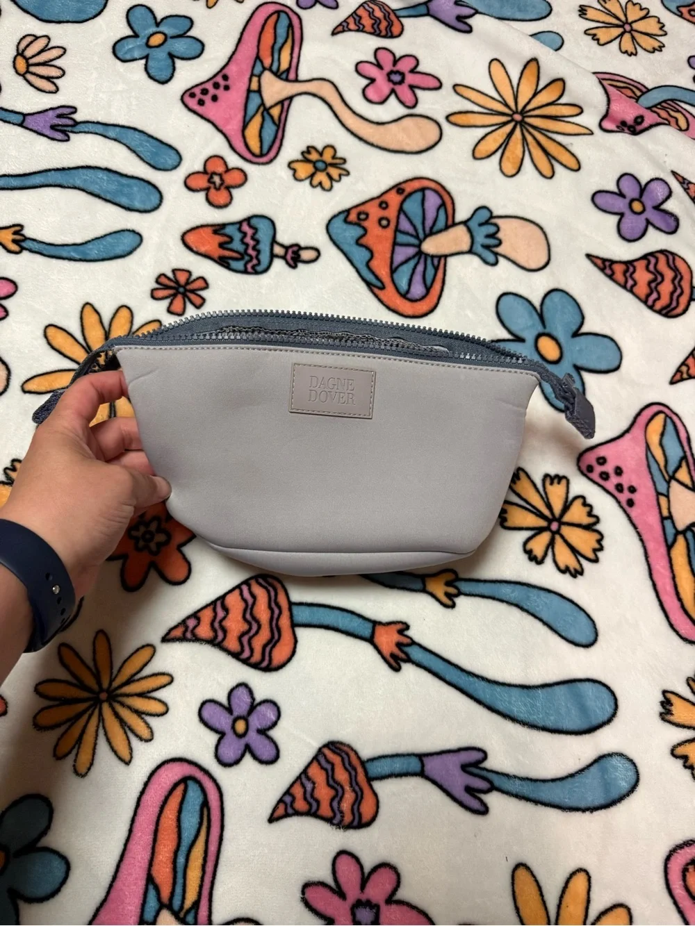 Dagne Dover Gray Neoprene Zip Pouch
