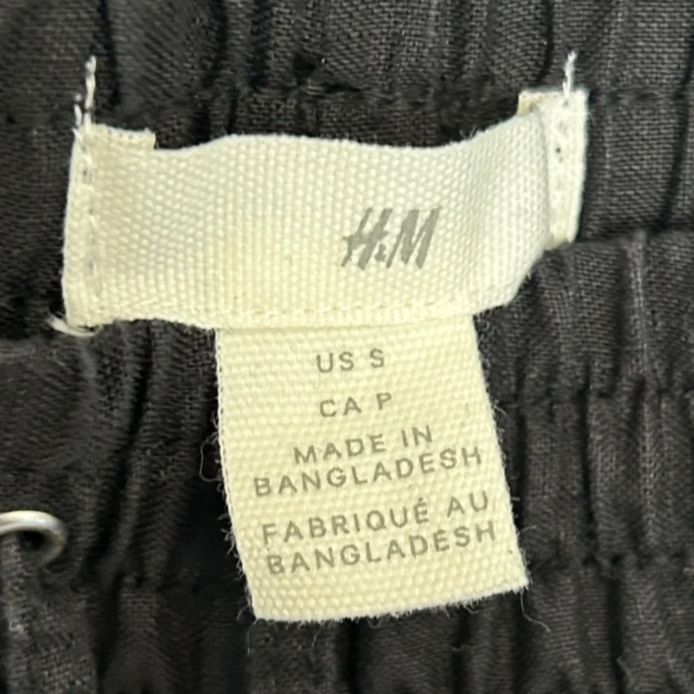 H&M Black Linen Tapered Pants | Drawstring Waist | Women’s Small | EUC