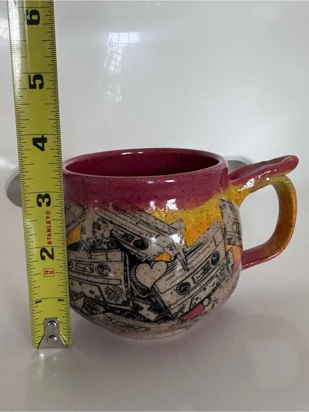 Handmade Studio Pottery Mixtape Mug Retro Cassette Coffee Cup Artisan Ceramic Bo