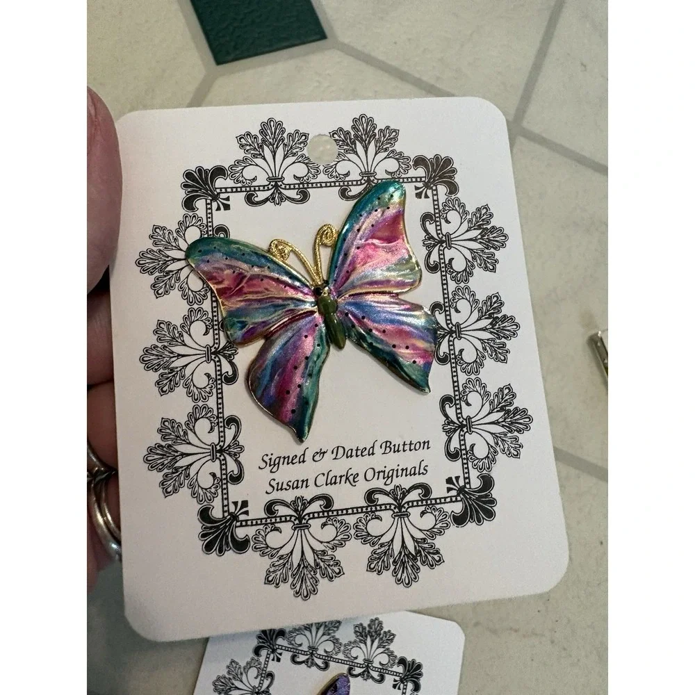Susan Clarke Originals Butterfly Button New Old Stock Signed And Dated