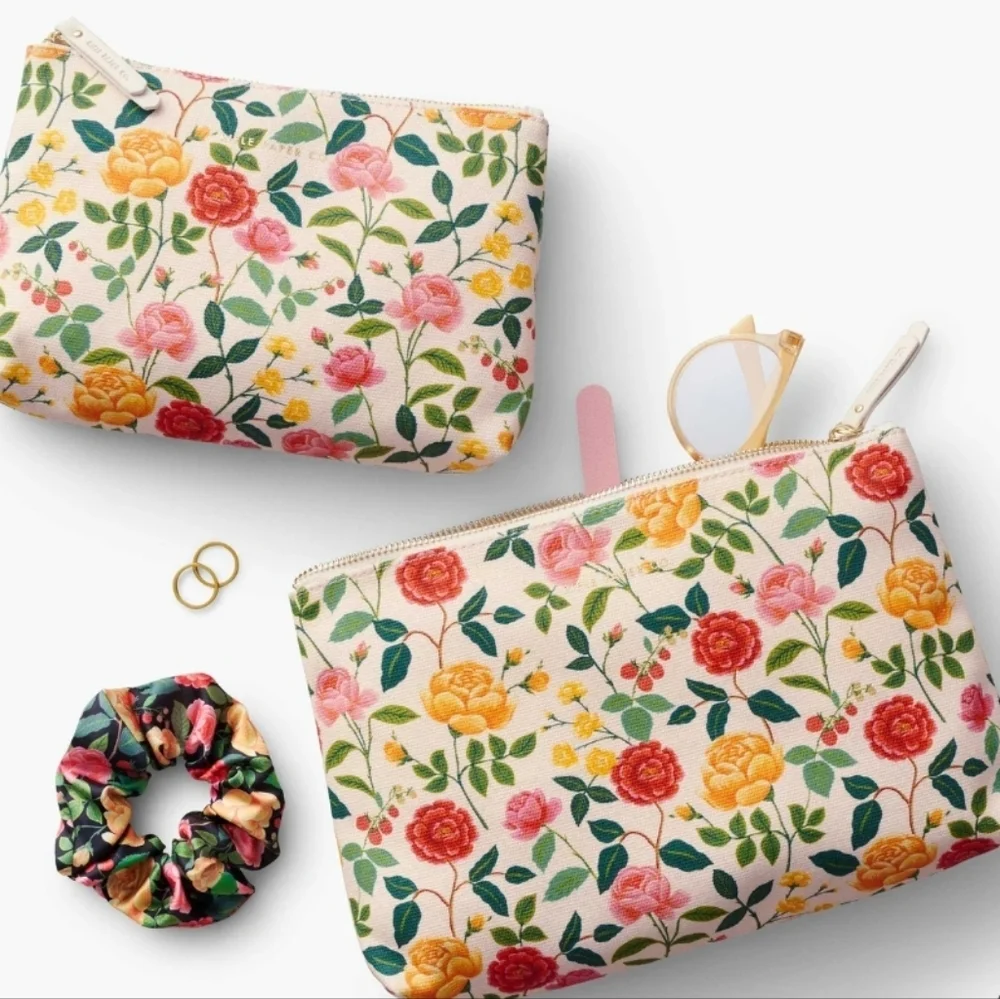 ❤️BUY 5 GET 3 FREE  Rifle Paper Co. Zippered Pouch Set, Roses & Garden Party