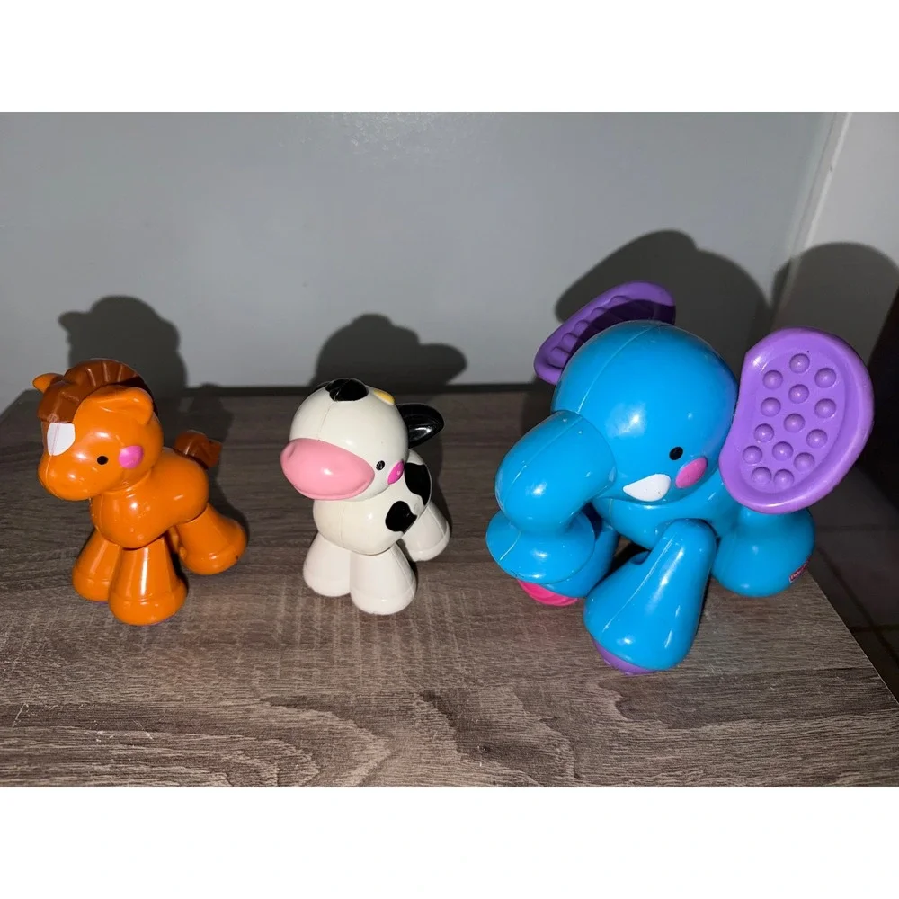 Fisher Price Amazing Animals Clicker Toy Lot Elephant Cow Horse Toddler Figures