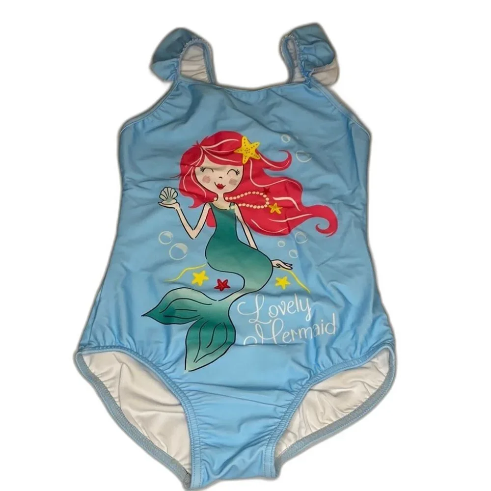 Dancina Mermaid One Piece Swimsuit Blue Girl Size 10 NWOT