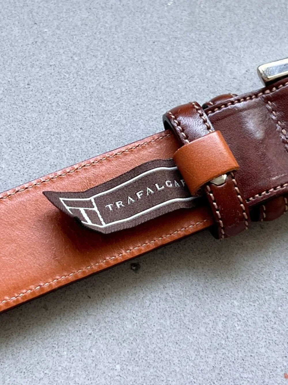 Trafalgar Easton Hand-Polished Cortina Leather Belt Brown Men's Dress Casual, 44