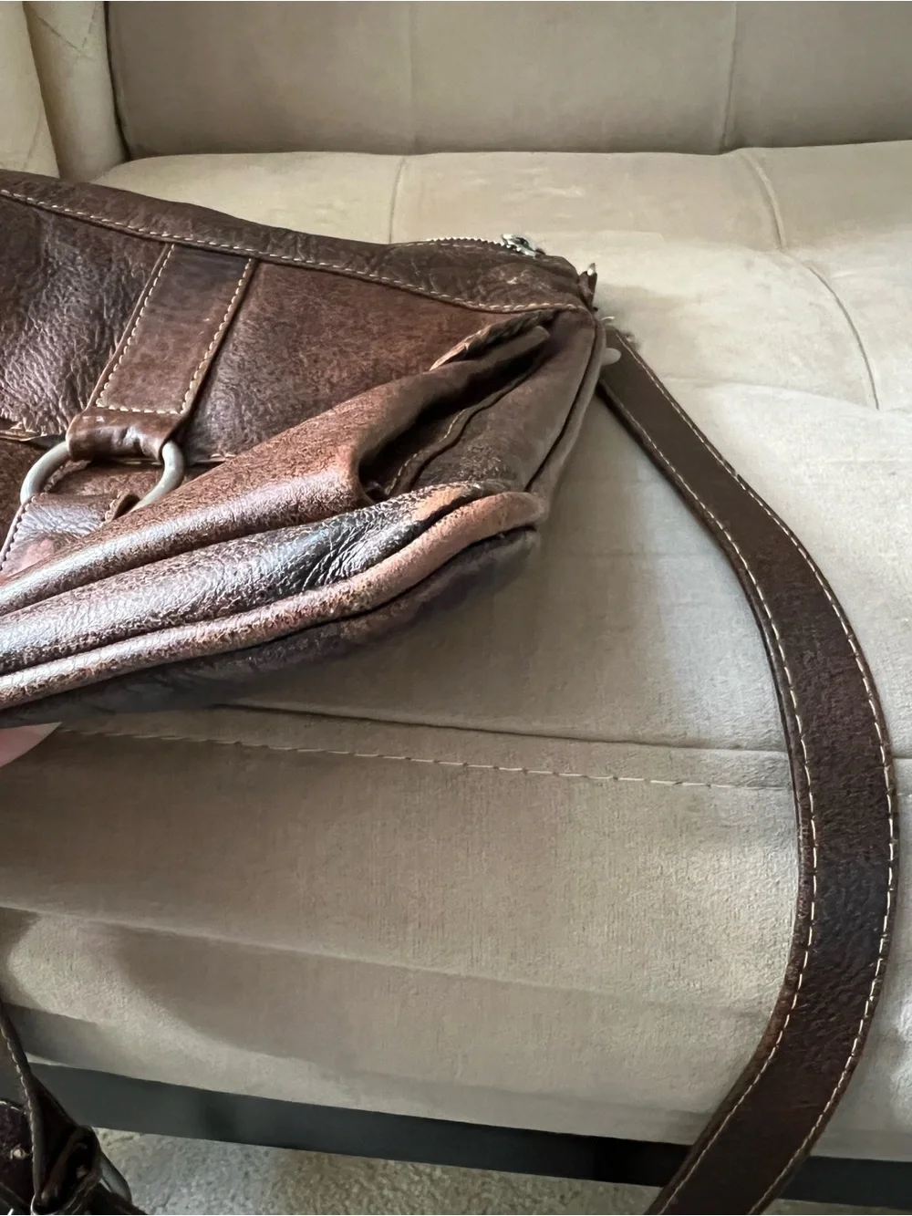 JL Saldivar Vintage Smooth Brown Leather Crossbody Utility Messenger Unisex