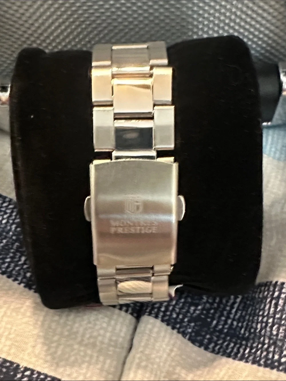 Montres Prestige Black Dial Stainless Steel Chronograph Watch