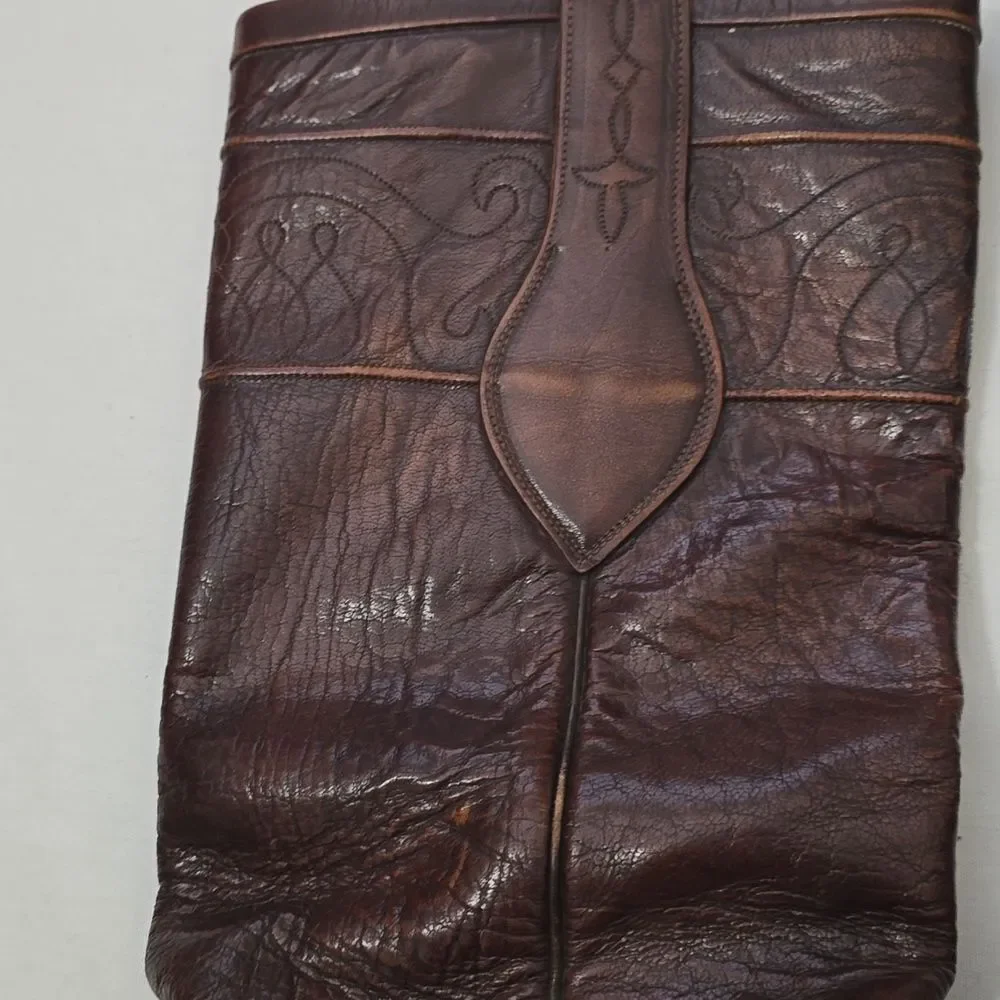 VTG Lucchese Biltrite men's Brown Leather Square Toe Cowboy‎ Boots 9.5D Western