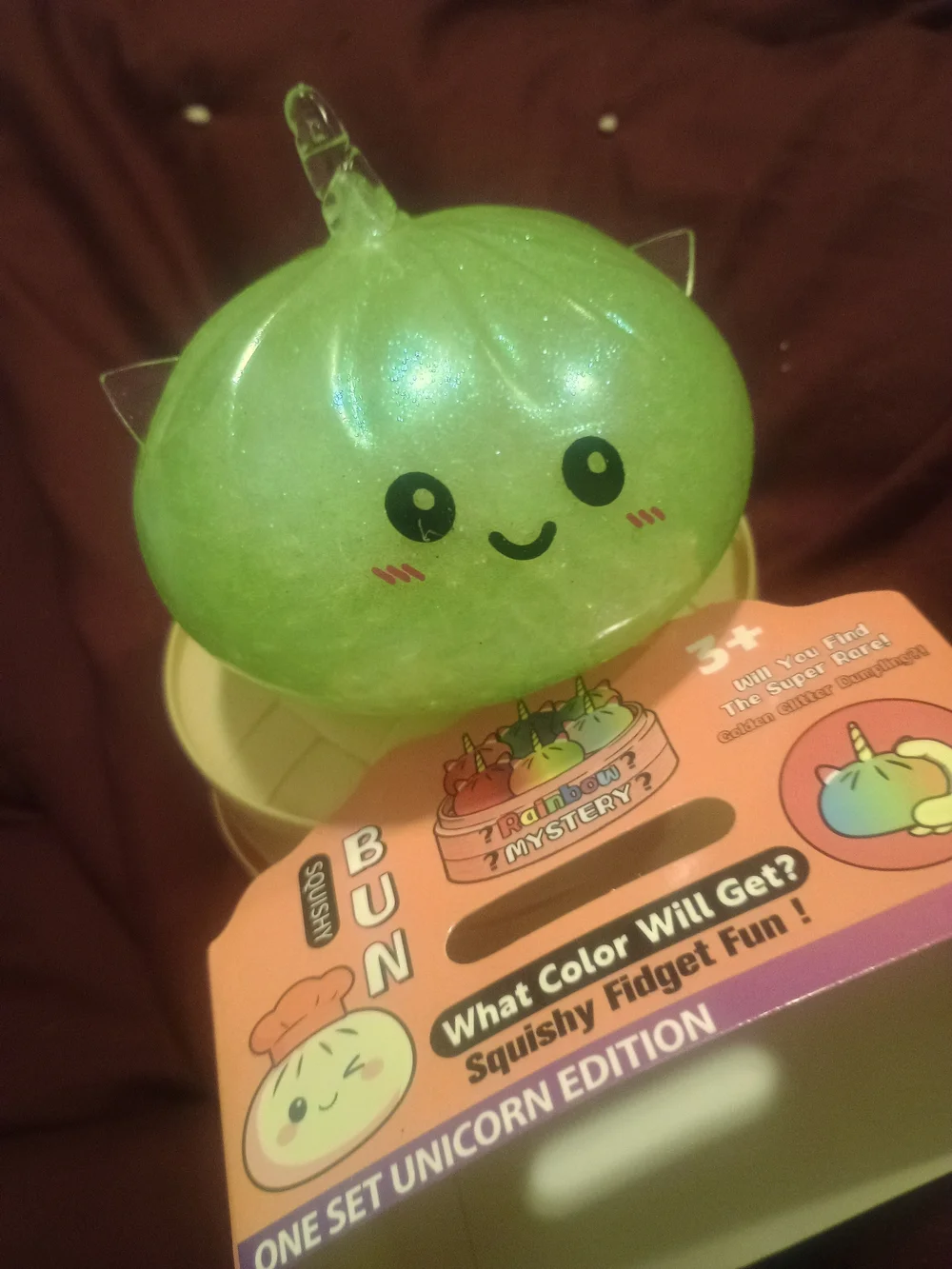 Green Sparkle Kawaii Bun Squishy Toy