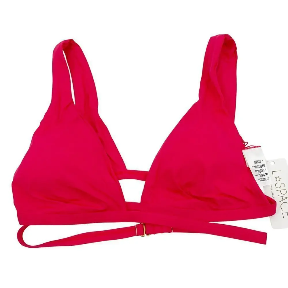 L*Space Avery Strappy Bikini Top in Hot Cherry Size Medium NEW With Tags!