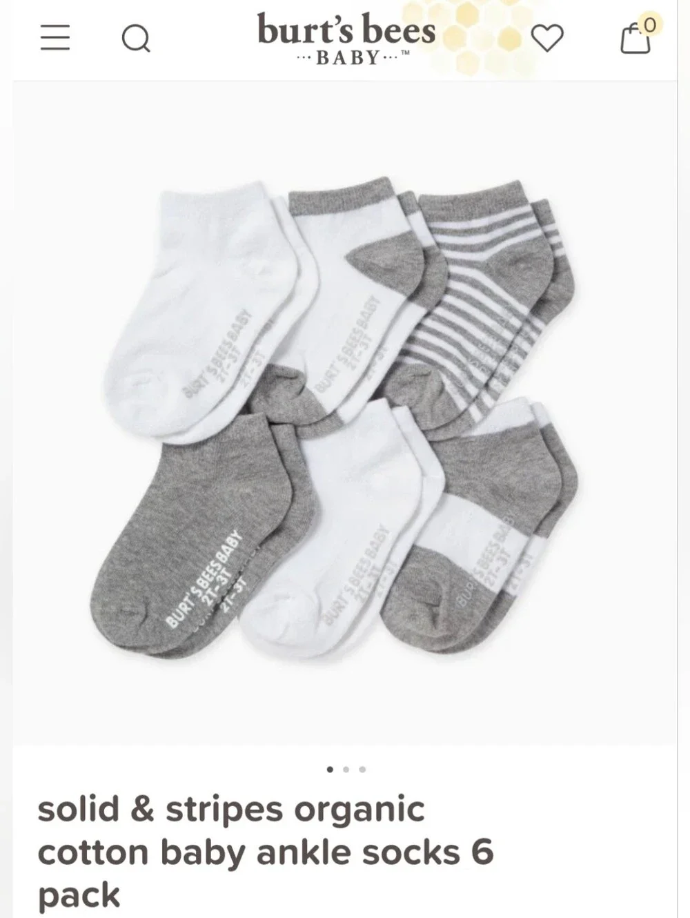 4 for 25🔥 NWT Burt's Bees Baby Socks (6 x 6M)