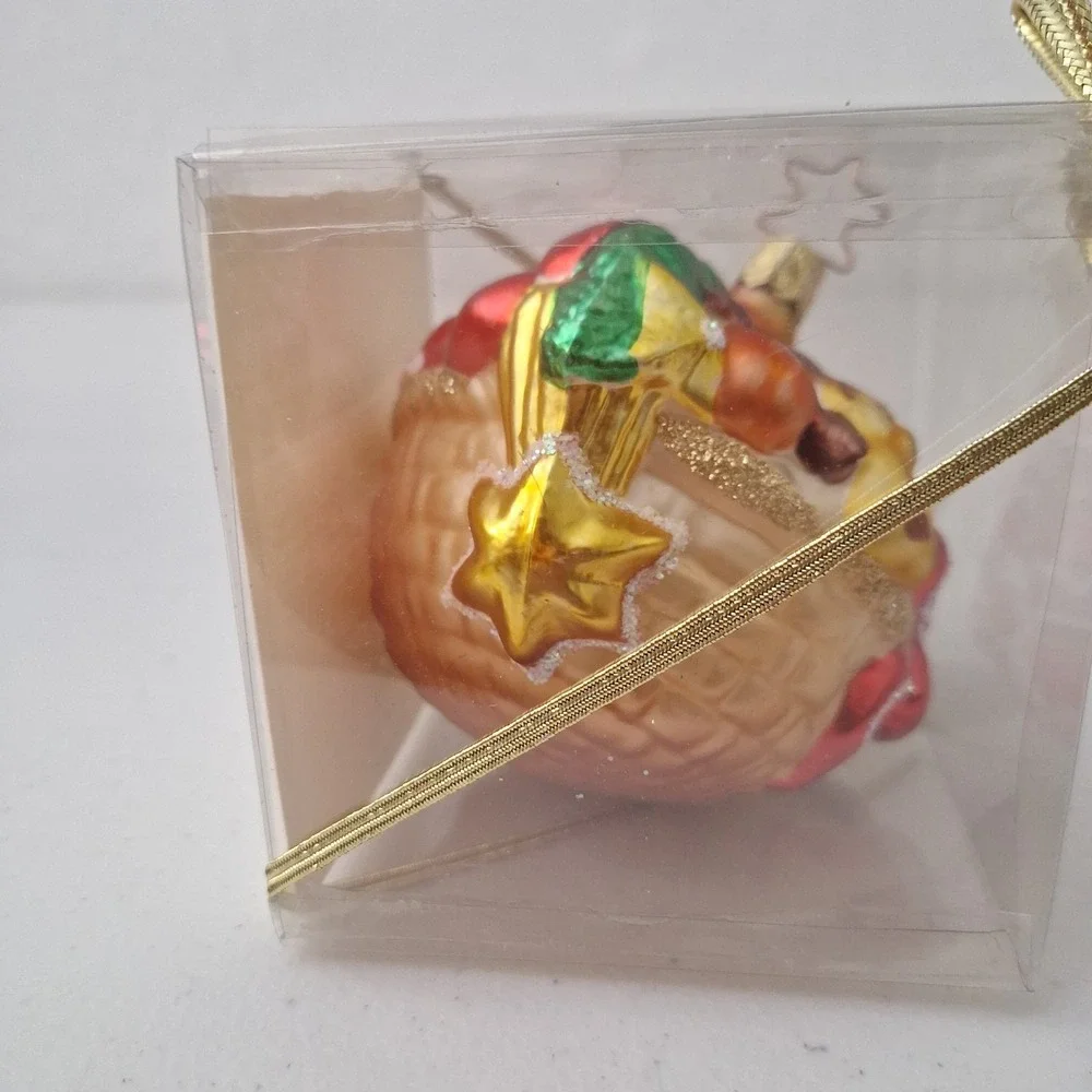 RARE Retired Inge Glass Birgit's Collection Basket Christmas Ornament GERMANY