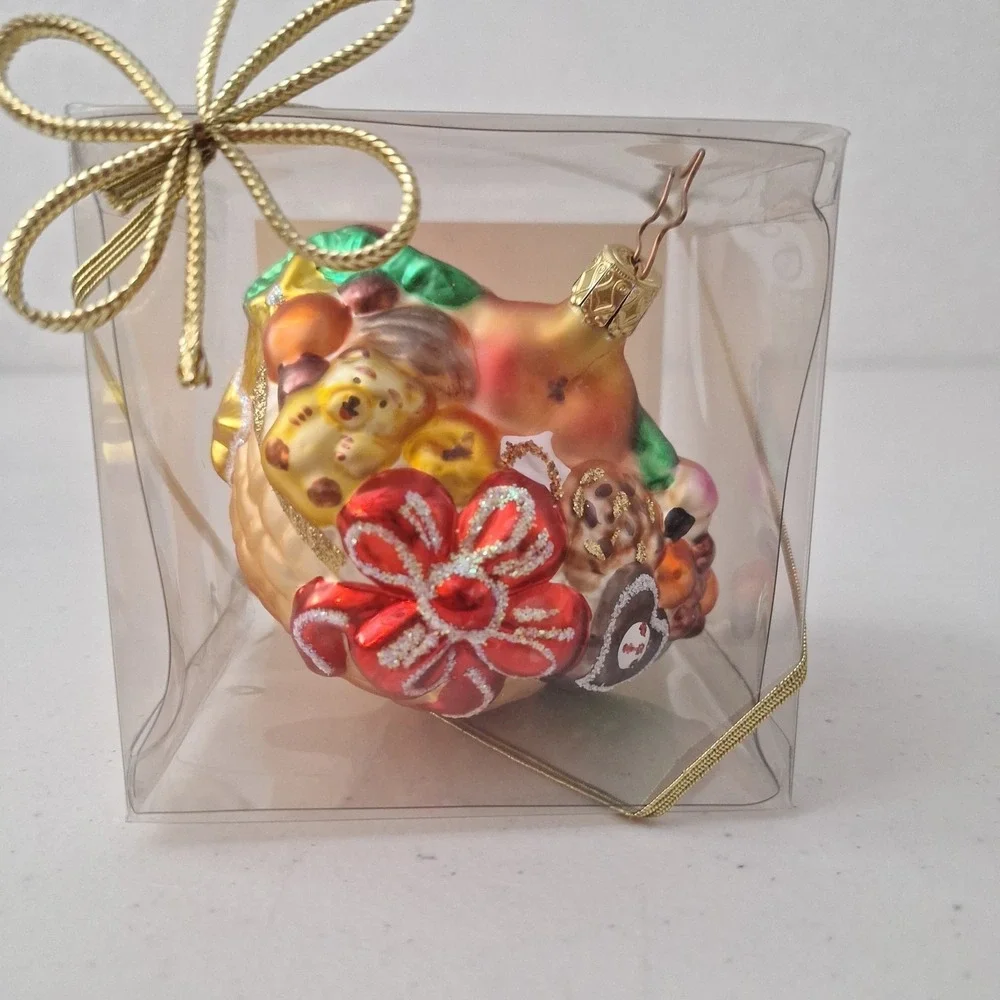 RARE Retired Inge Glass Birgit's Collection Basket Christmas Ornament GERMANY