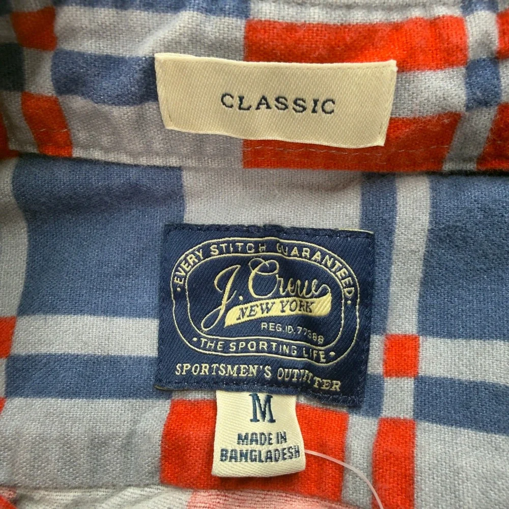 J.Crew Mens Classic Fit Chamois-Flannel Workshirt Checkmate Red Blue Mens Medium