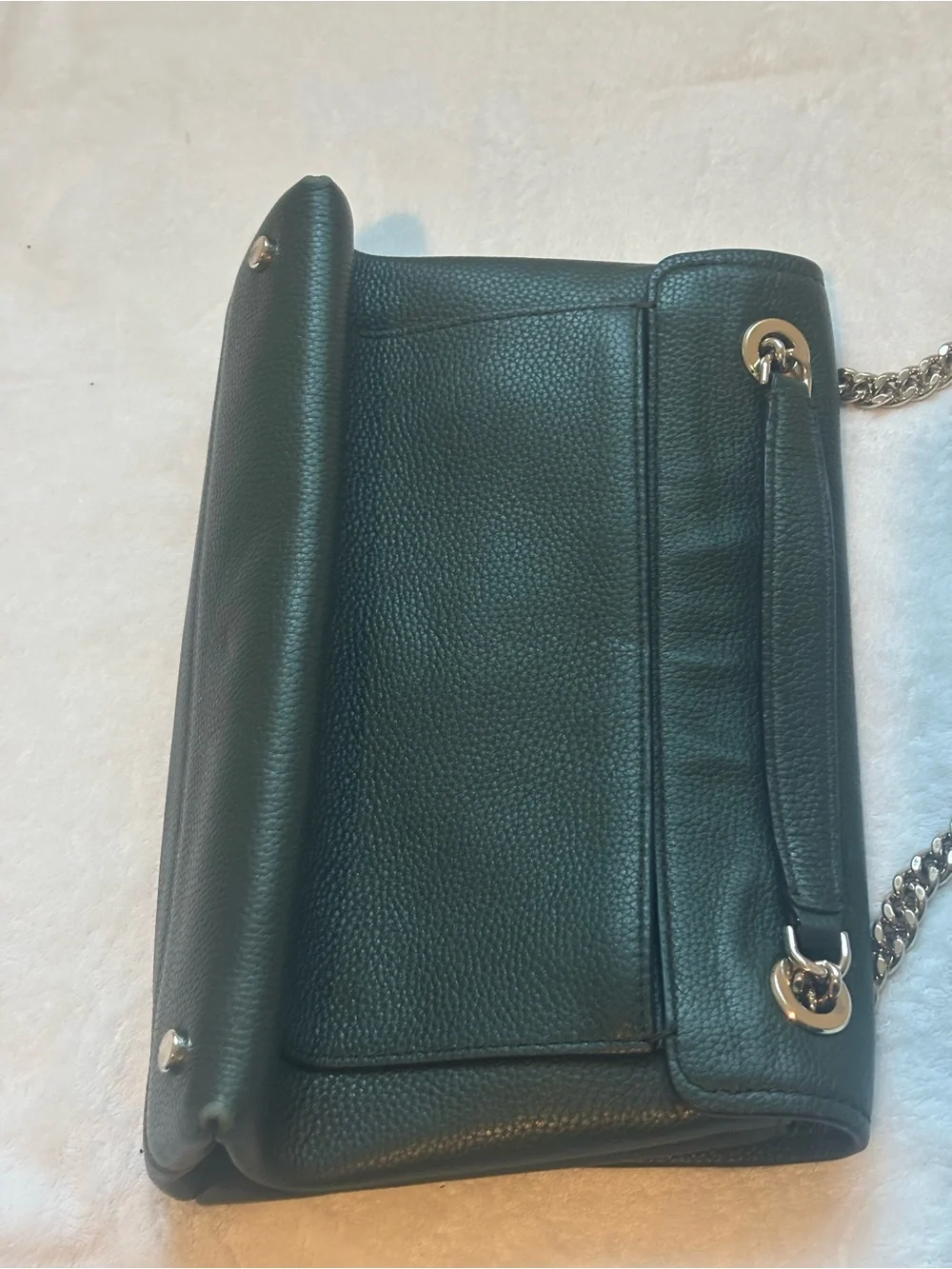 kate spade black pebbled leather shoulder bag with gold chain