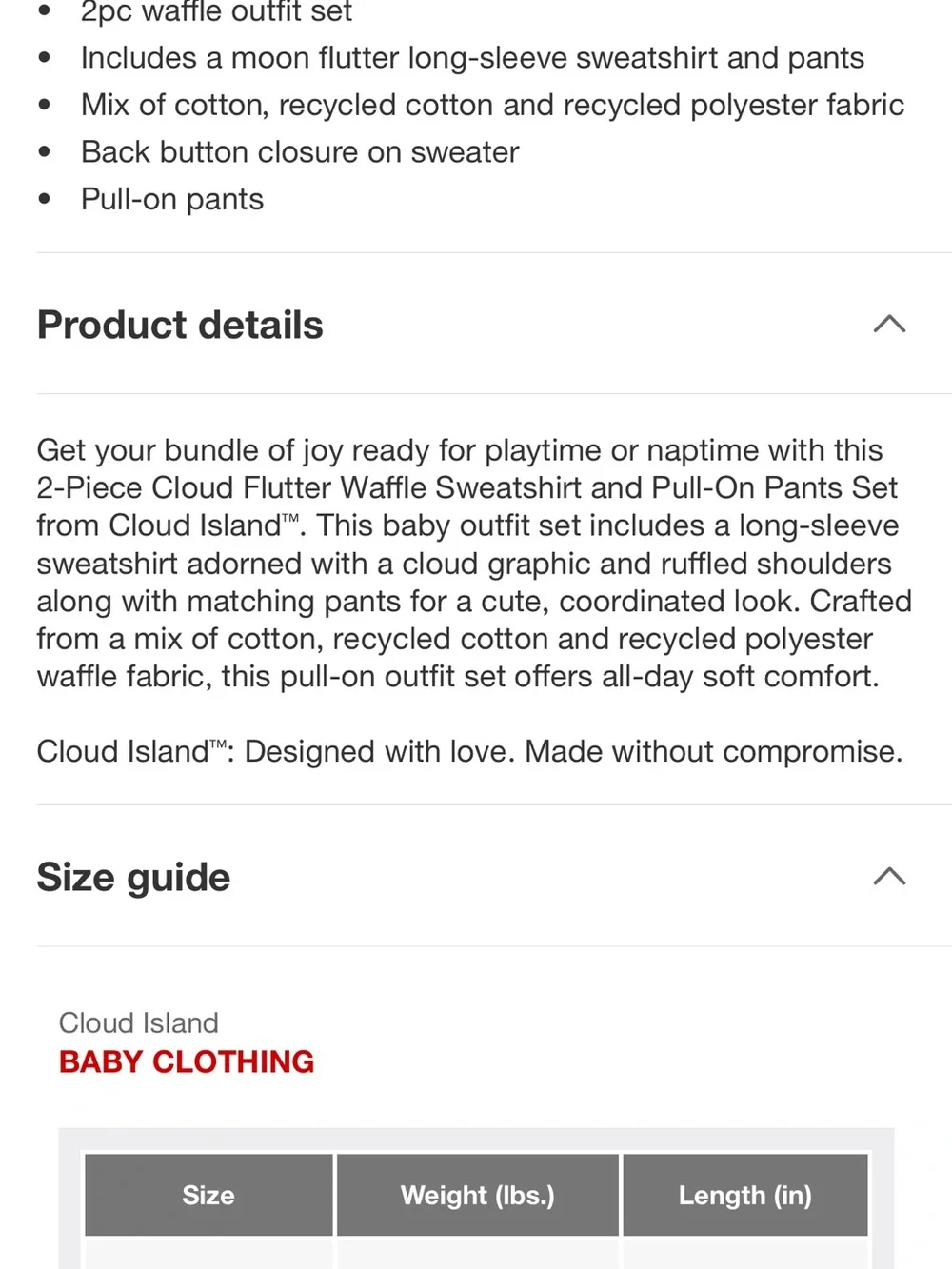 cloud island cream waffle baby Top and pants set with cloud graphic