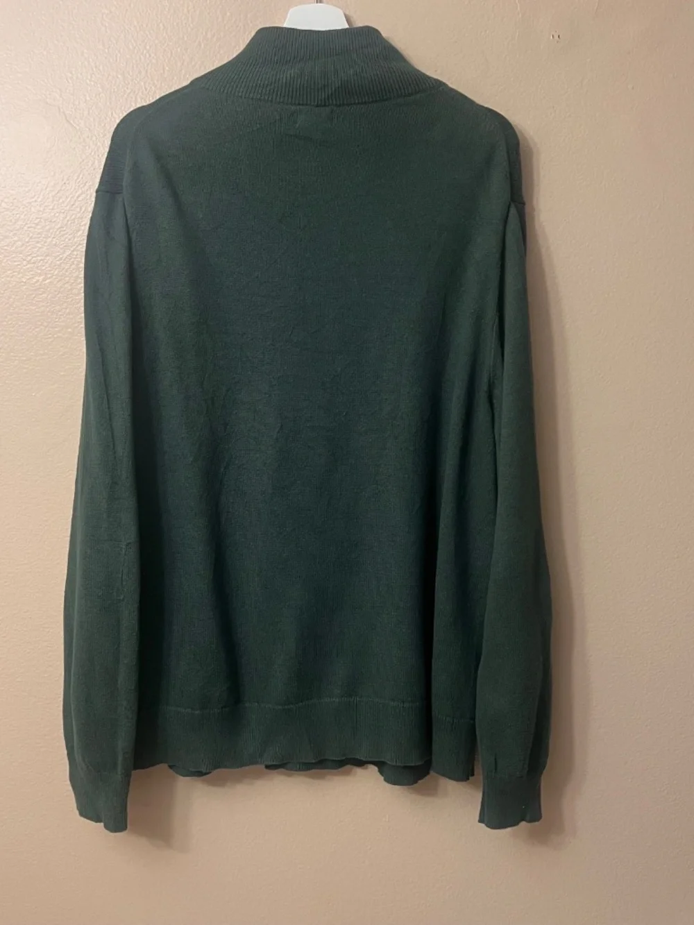 J.Crew Men's Sweater Size XL Dark Green 1/4 Zip Up 100% Cotton
