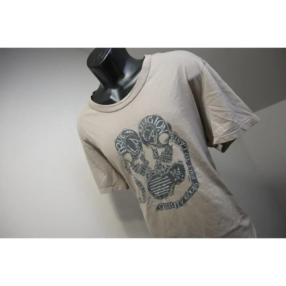 True Religion Graphic Tee Shirt‎ Gray Short Sleeve Casual Mens Size 2XL