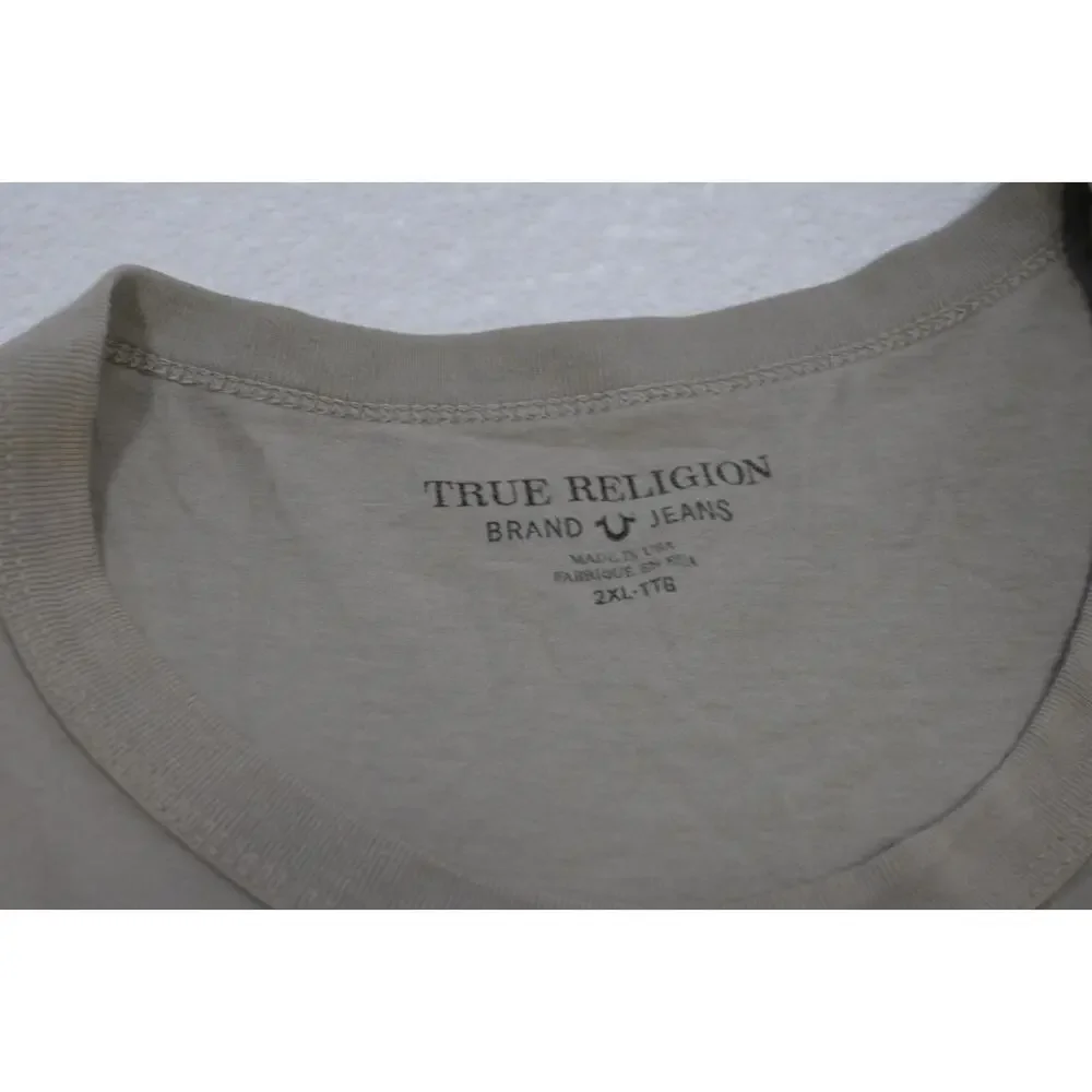 True Religion Graphic Tee Shirt‎ Gray Short Sleeve Casual Mens Size 2XL