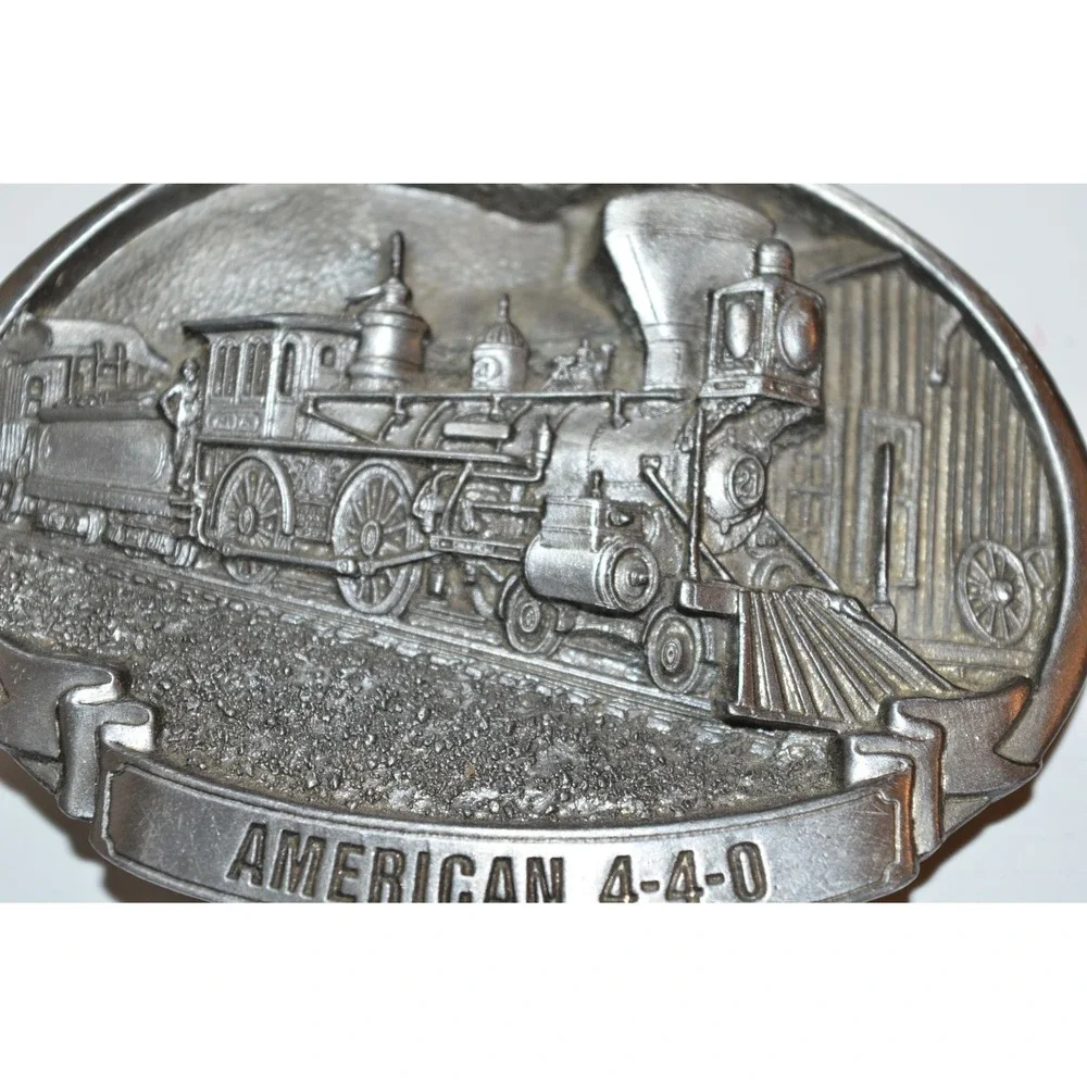 Vtg Steam Engine Train‎ American 440 Railroad C+J Pewter Belt Buckle Western