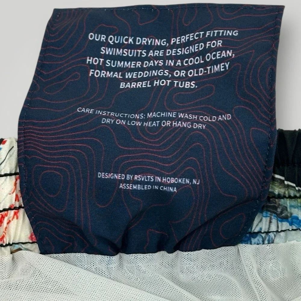 RSVLTS Bob Ross Postcards Swim Trunks Shorts Men's Size MEDIUM‎ Mesh Lined