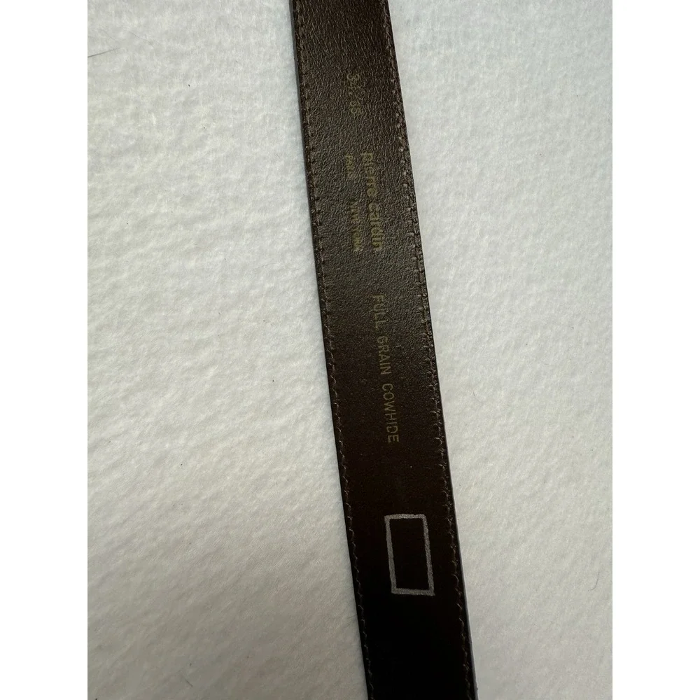 Pierre Cardin Full-Grain Brown Leather Dress Belt‎ Size 32 Gold Buckle