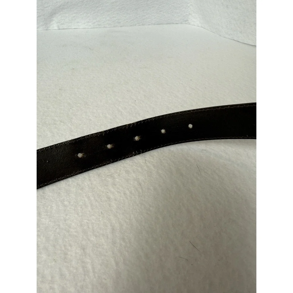 Pierre Cardin Full-Grain Brown Leather Dress Belt‎ Size 32 Gold Buckle