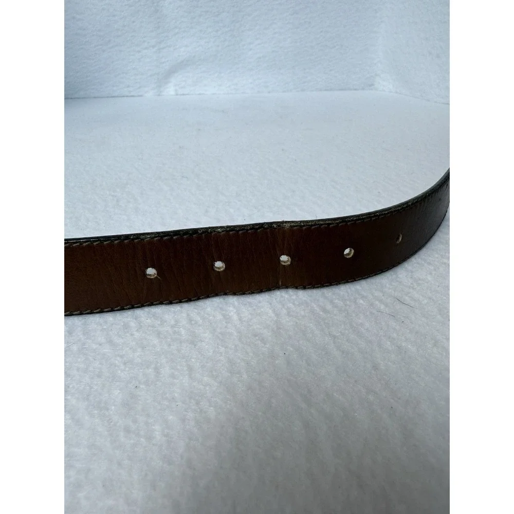 Pierre Cardin Full-Grain Brown Leather Dress Belt‎ Size 32 Gold Buckle